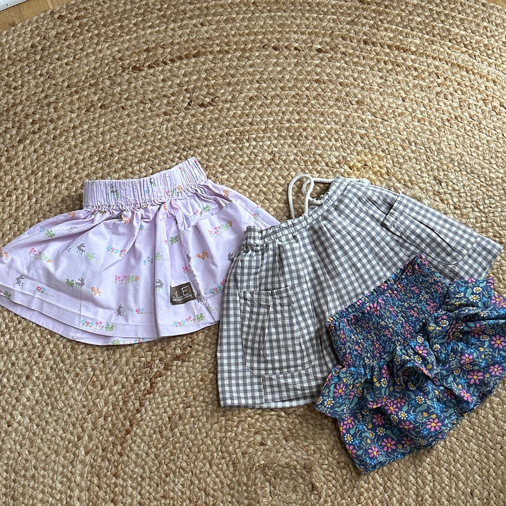 Girls Size 5 Skirt Bundle (3) | Olive Juice Gingham + Floral | Spring Summer
